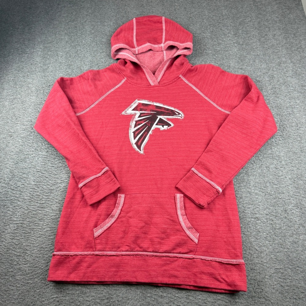 NFL Team Apparel Atlanta Falcons Hoodie Women's Large Red Slub Knit Pullover